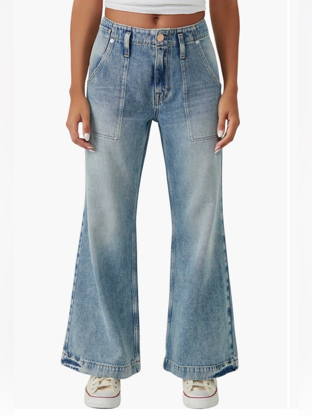 Women's Free People Care Golden Valley Flare Cotten Blend Jeans Size 31